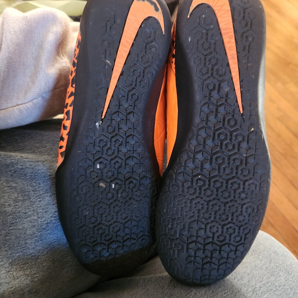 Nike Orange and Black Indoor Soccer Shoes